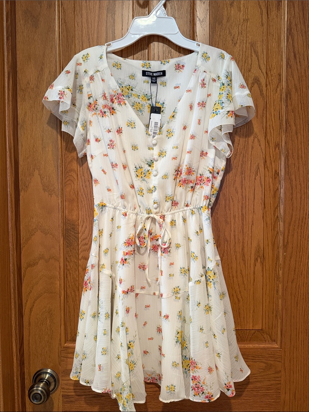 Steve Madden Pale Yellow Floral Mini Dress